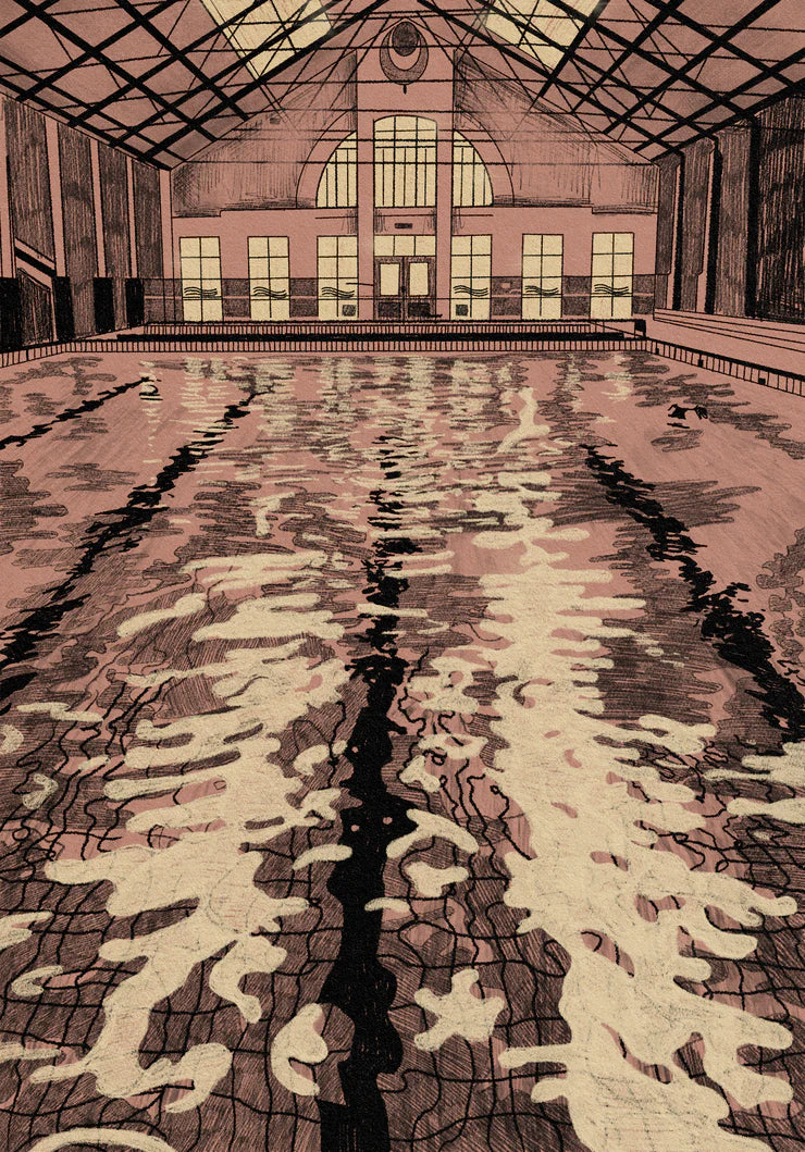 Long Street Baths, print by Xee Summer